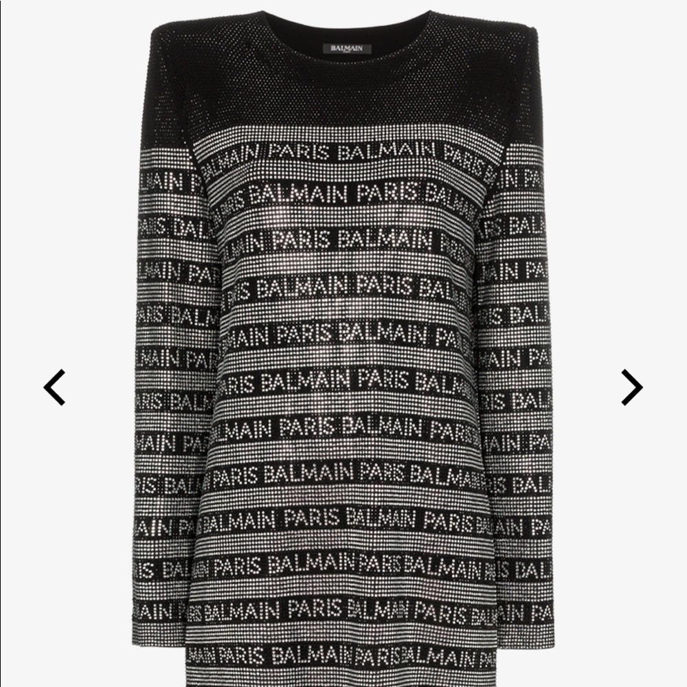 Balmain Crystal Logo Dress